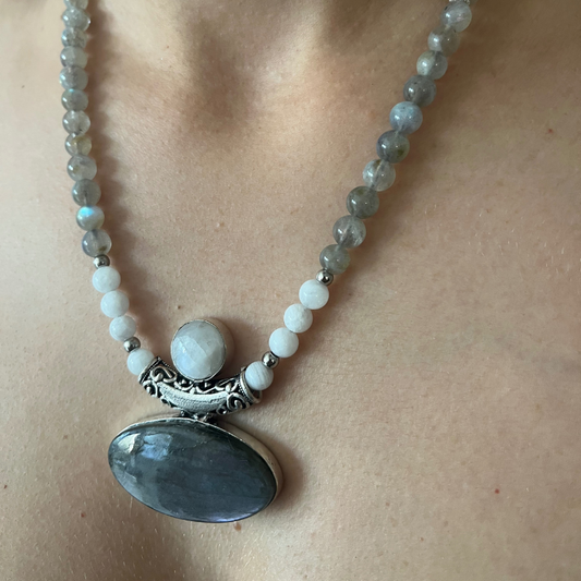 Collana in Pietra di Luna e Labradorite