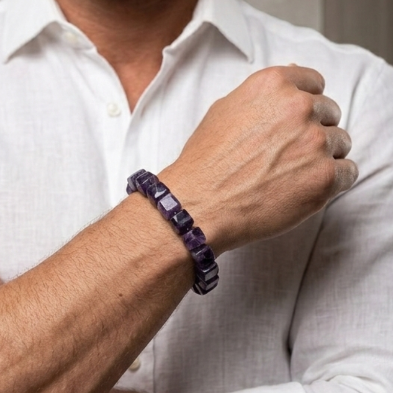 Bracciale Uomo in Ametista Naturale