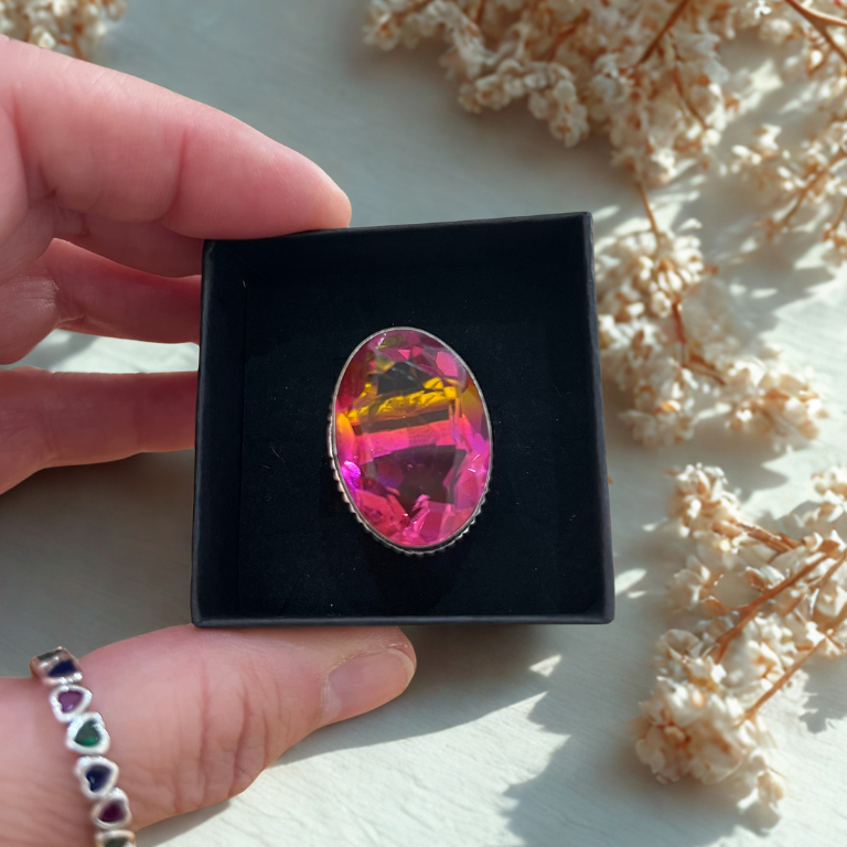 Anello Regolabile in Ametrino Sfaccettato - Scegli la Tua Forma