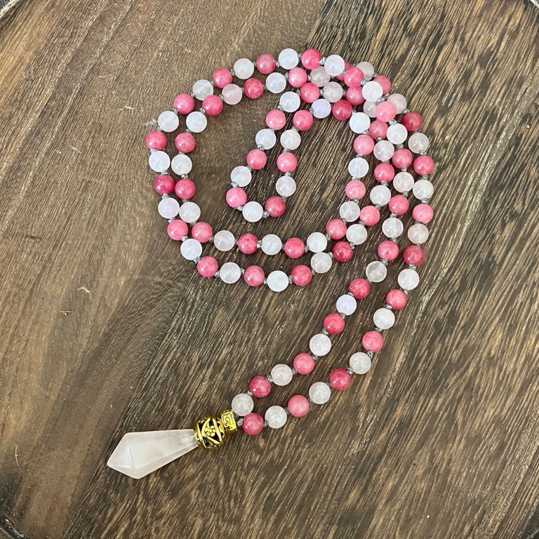 Mala in Rodocrosite e Quarzo Rosa