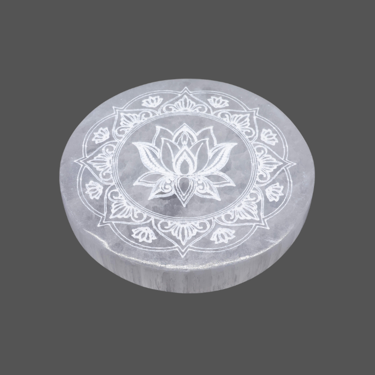 Piattino di Selenite- Mandala di Loto