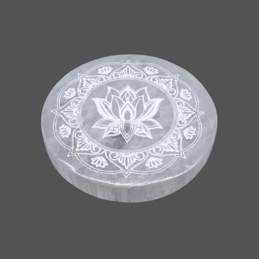 Piattino di Selenite- Mandala di Loto