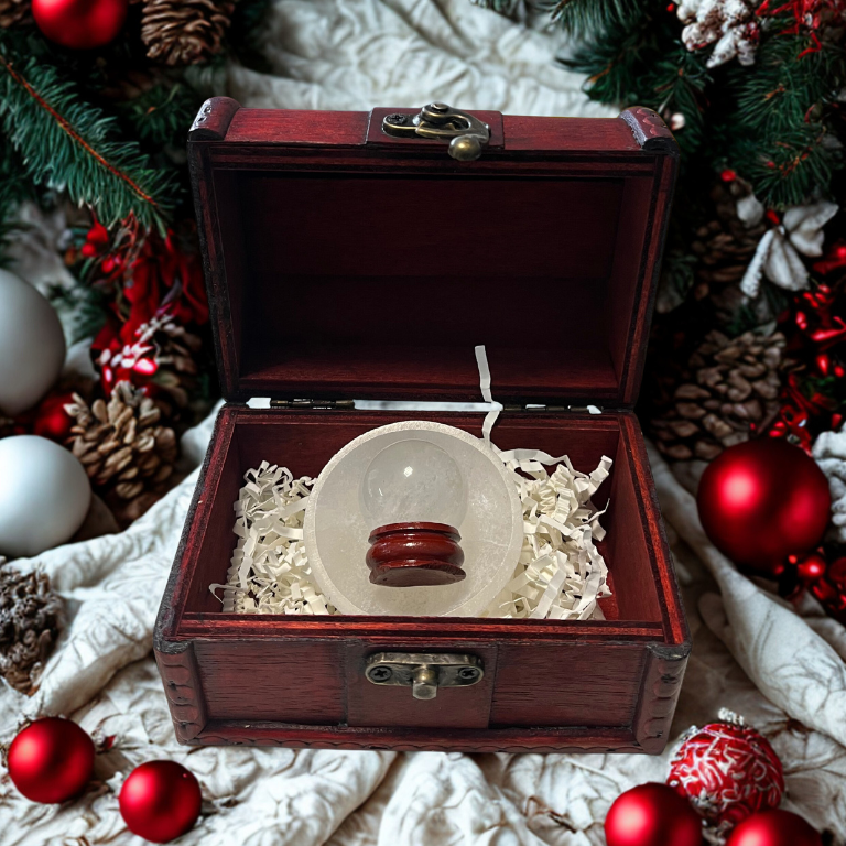 Forziere Sfera e Piattino Selenite – Energia, Equilibrio e Intenzione