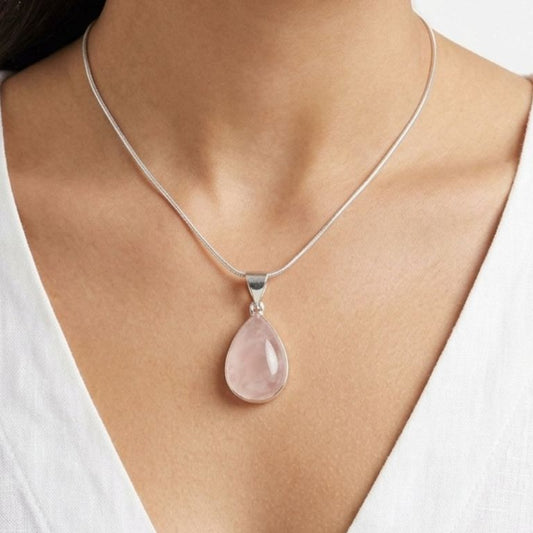 Ciondolo Quarzo Rosa in Argento 925