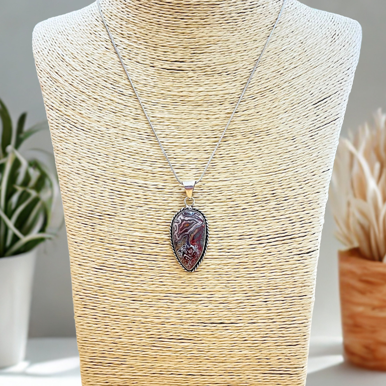 Collana con Ciondolo in Agata Crazy Naturale