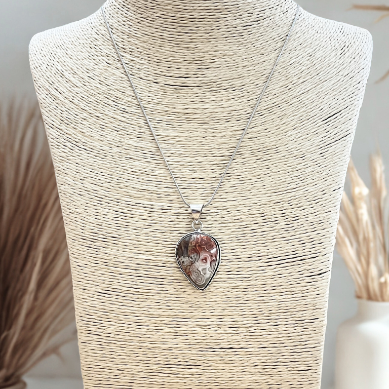 Collana con Ciondolo in Agata Crazy Naturale
