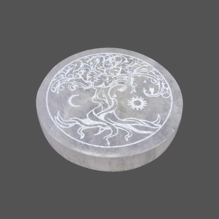 Piattino in Selenite – Albero della Vita Stilizzato