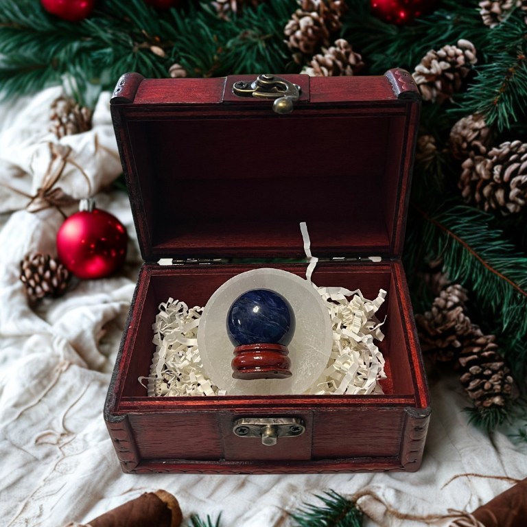 Forziere Sfera e Piattino Selenite – Energia, Equilibrio e Intenzione