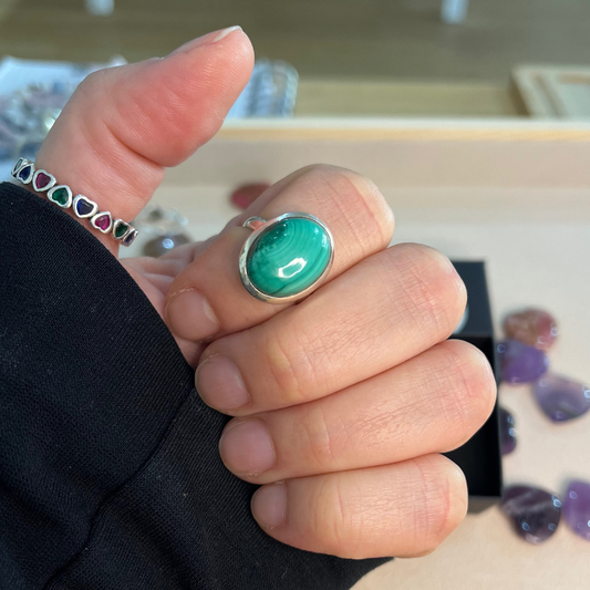 Anello con Malachite in Argento 925