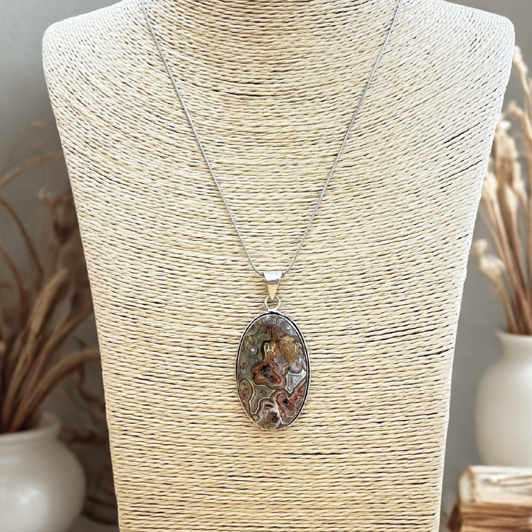 Collana con Ciondolo in Agata Crazy Naturale