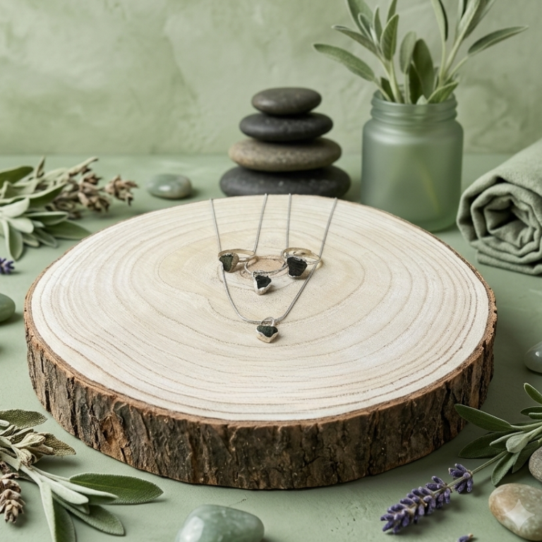 Collana Moldavite | Ciondolo Argento 925 su Catena Acciaio – Pietra Meteorica della Trasformazione
