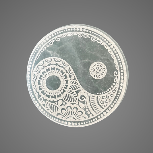 Piattino in Selenite – Yin e Yang Mandala
