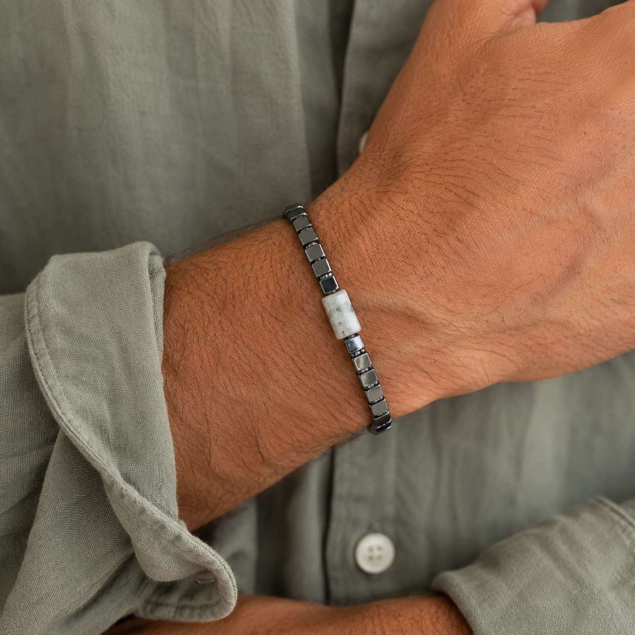 Bracciale in Ematite e Labradorite