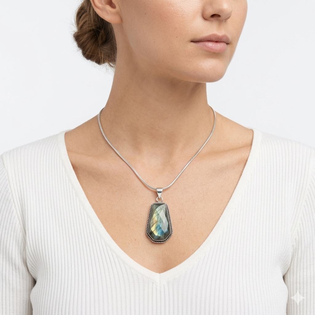 Ciondoli in labradorite Sfaccettata