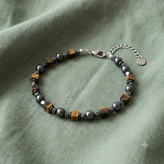Bracciale Uomo Occhio di Tigre ed Ematite