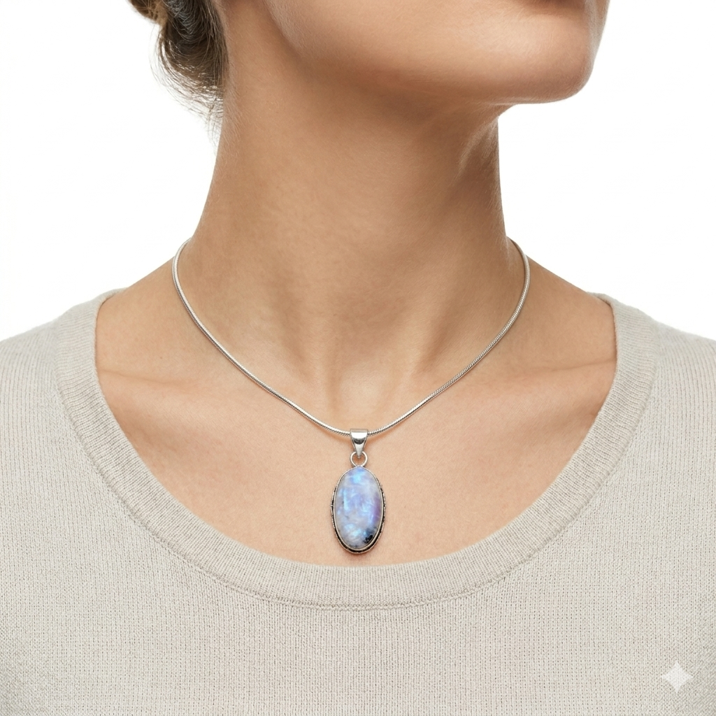 Collana in Pietra di Luna e Tormalina Nera