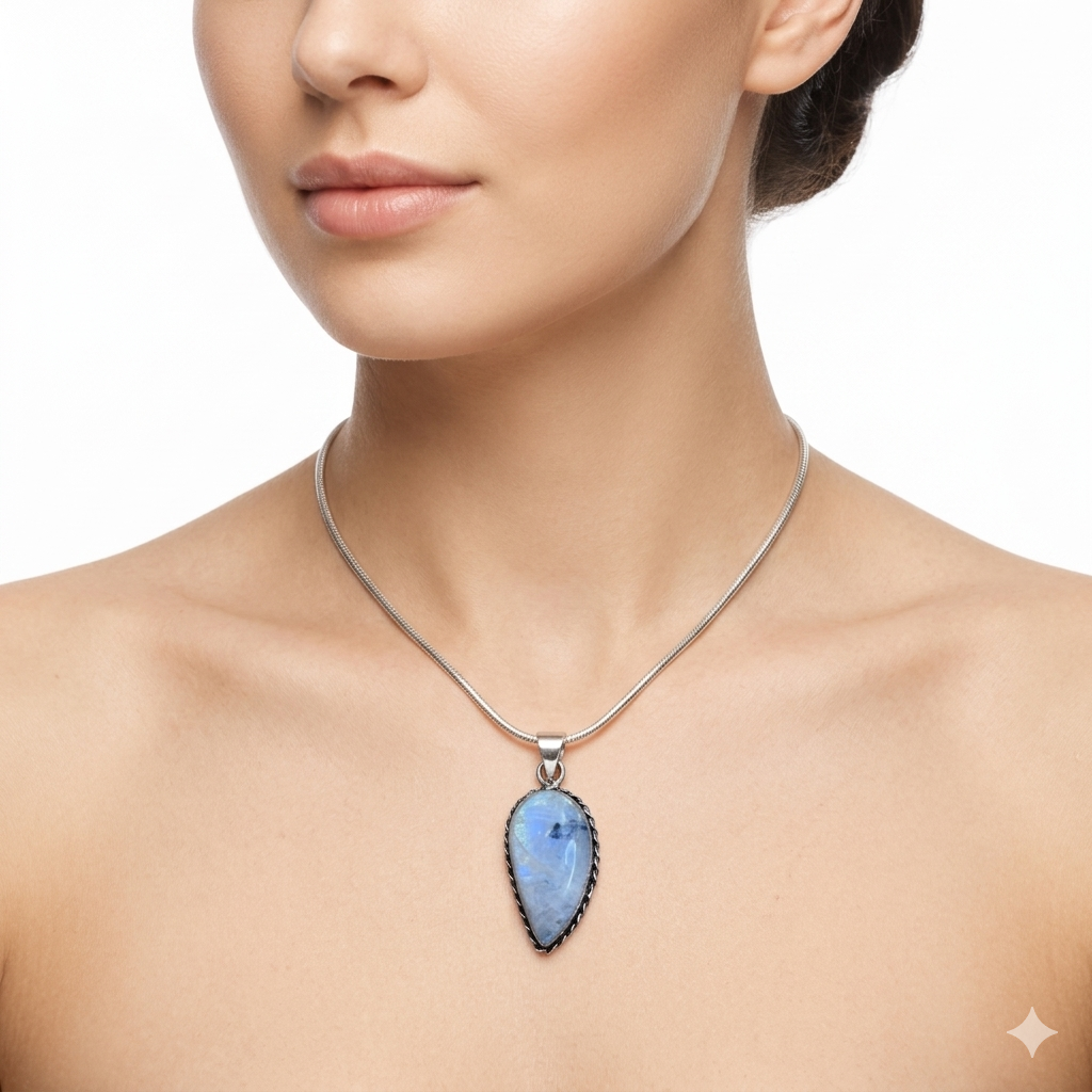 Collana in Pietra di Luna e Tormalina Nera