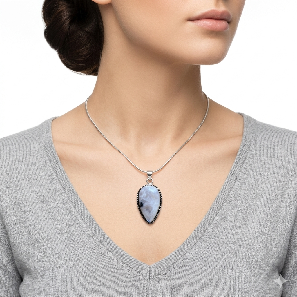Collana in Pietra di Luna e Tormalina Nera