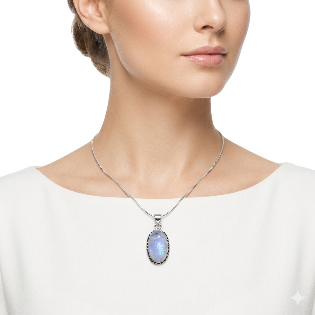 Collana in Pietra di Luna e Tormalina Nera