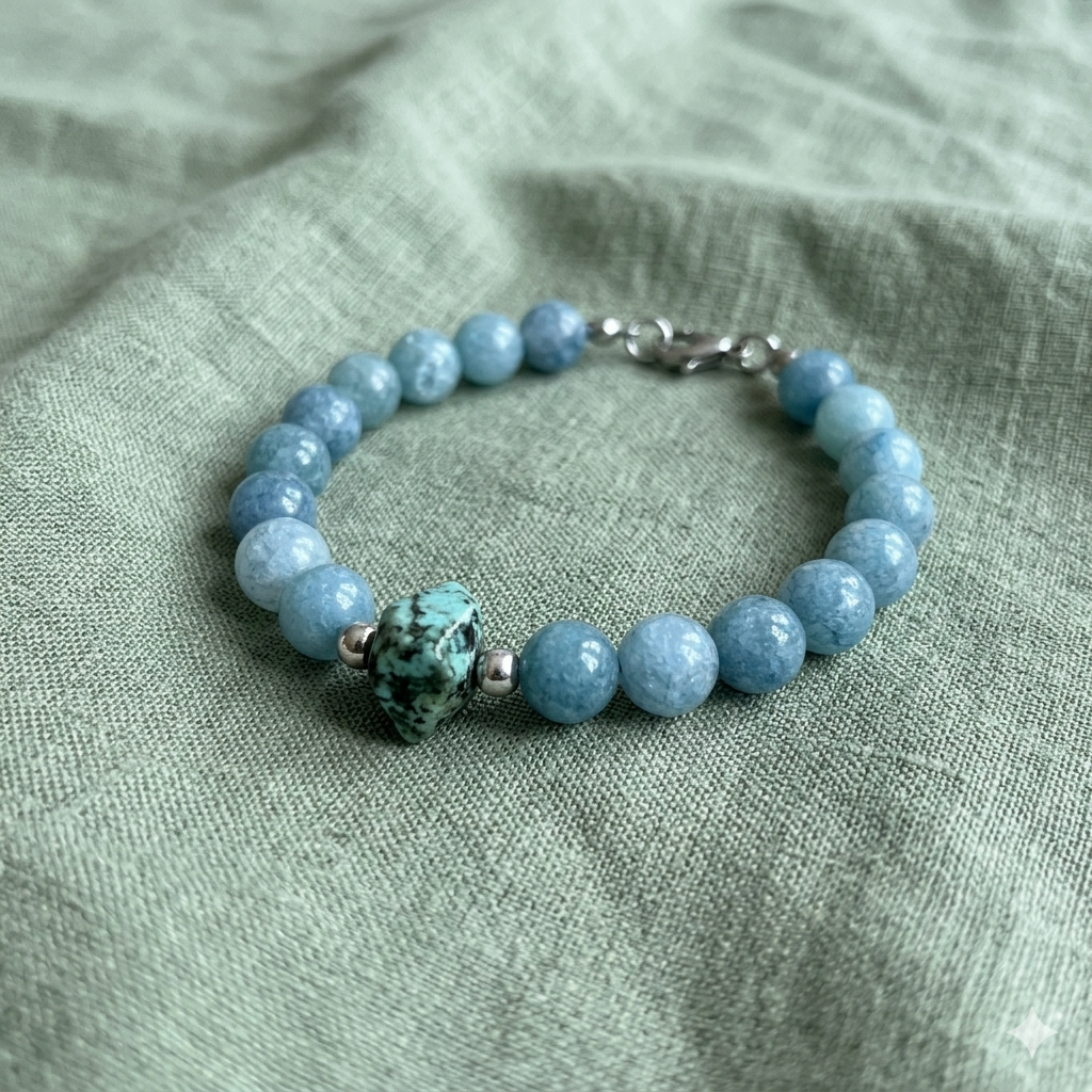 Bracciale Acquamarina e Turchese Africano