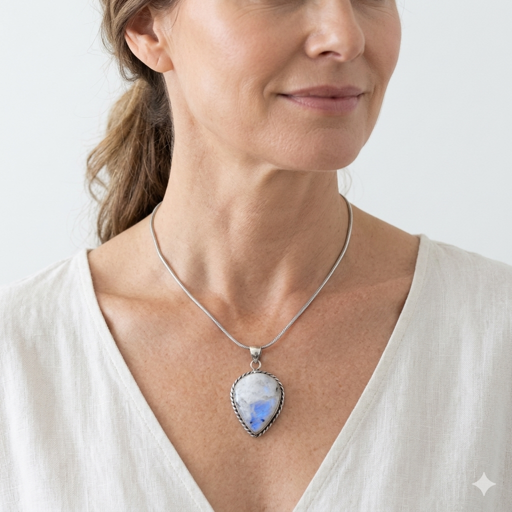 Collana in Pietra di Luna e Tormalina Nera