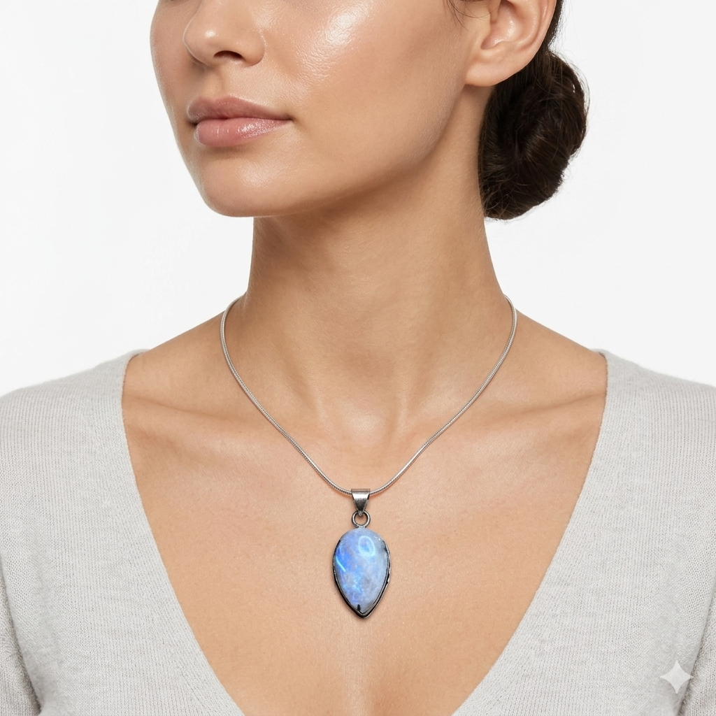 Collana in Pietra di Luna e Tormalina Nera