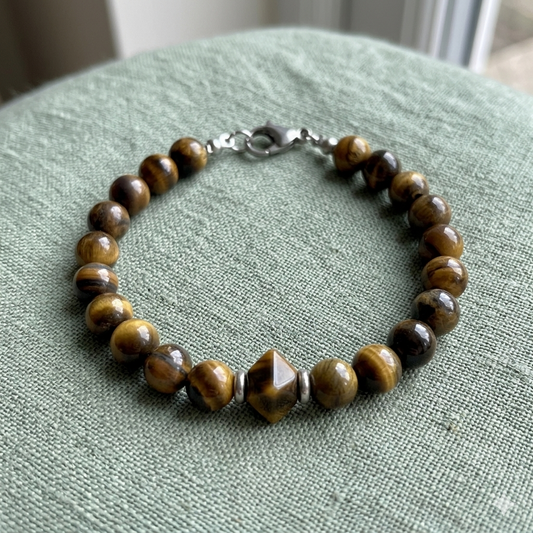 Bracciale Occhio di Tigre con Elemento Centrale