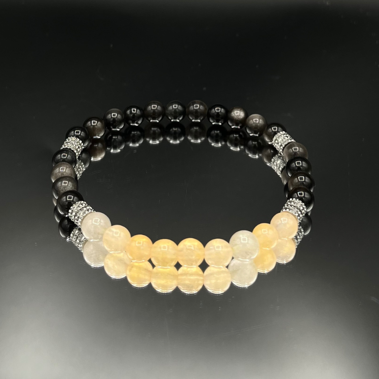 Pulsera de obsidiana y cuarzo citrino