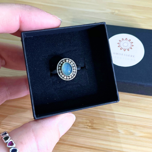 Anello in Argento con Agata Azzurra