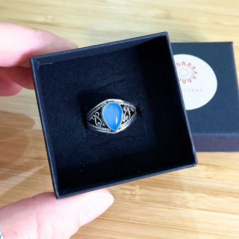 Anello in Argento con Agata Azzurra