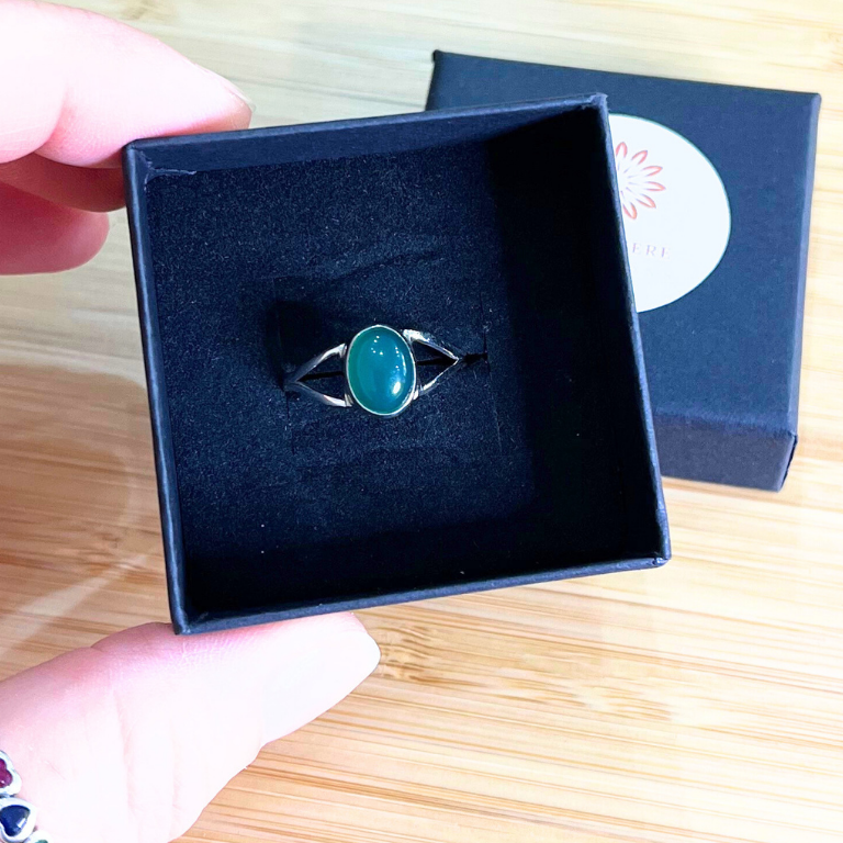 Anello Agata Verde in argento