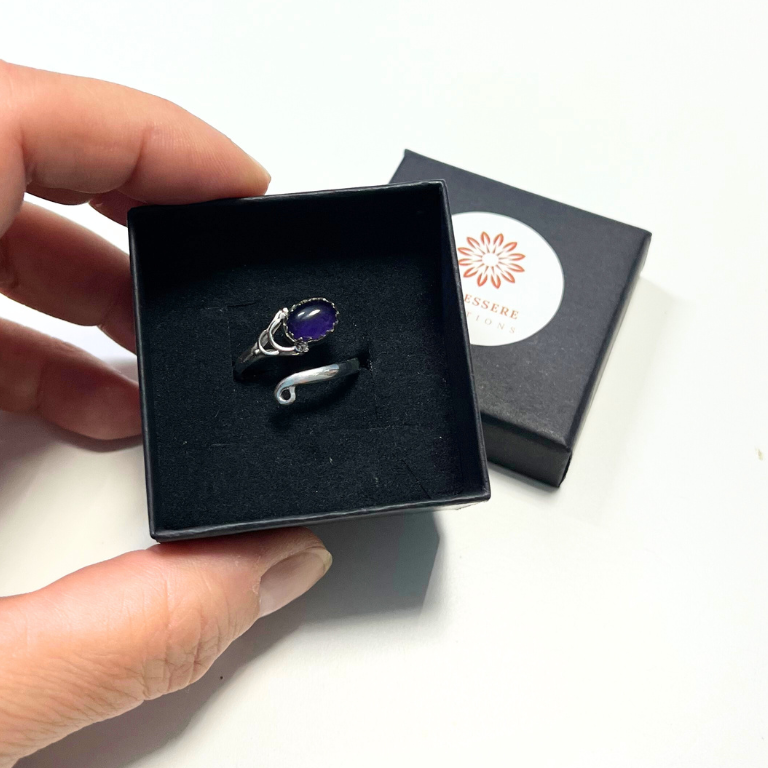 Anello in argento Regolabile con Ametista