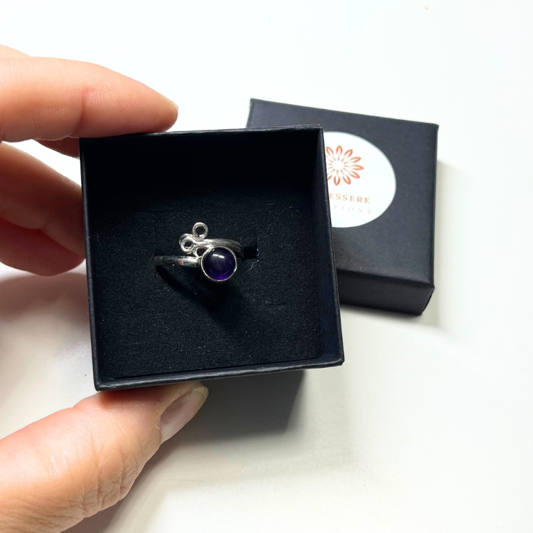 Anello in argento Regolabile con Ametista