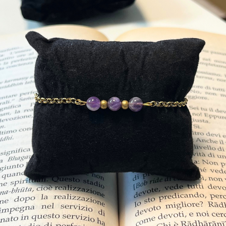 Bracciali con pietre naturali su catena Acciaio dorato