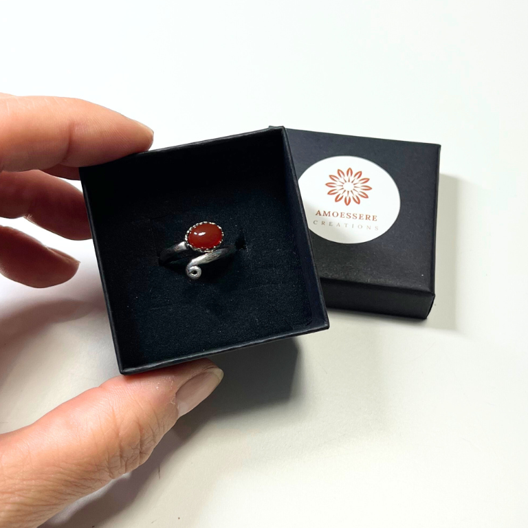 Anello Corniola Regolabile - Argento 925