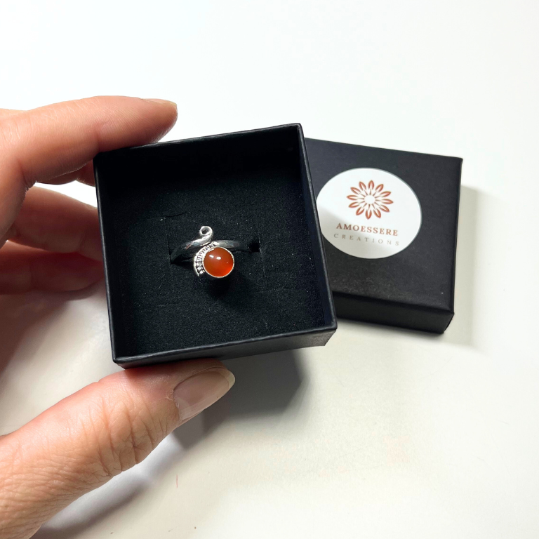 Anello Corniola Regolabile - Argento 925