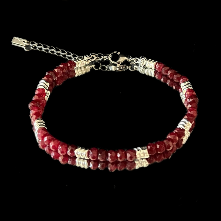 Bracciale in Granato e Ematite argentata