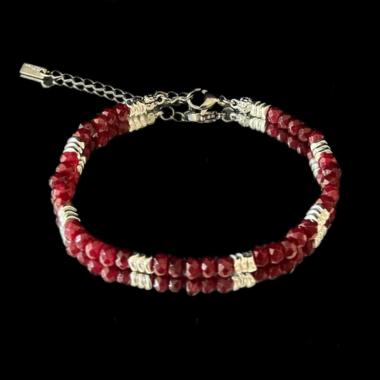 Bracciale in Granato e Ematite argentata