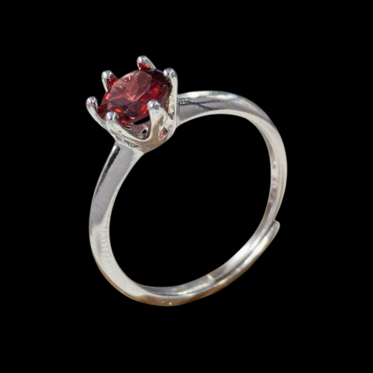 Anello in Granato – Regolabile in Argento 925