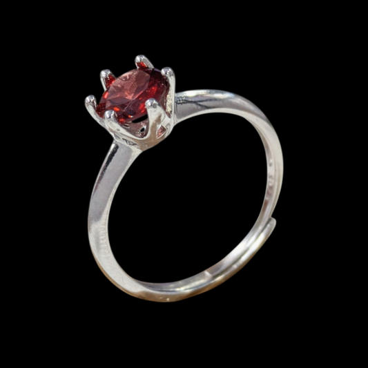 Anello in Granato – Regolabile in Argento 925