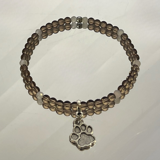 Bracciale in Quarzo Fumé con ciondolo zampa