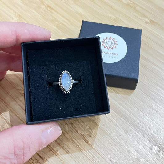 Anello con Labradorite bianca - Argento 925