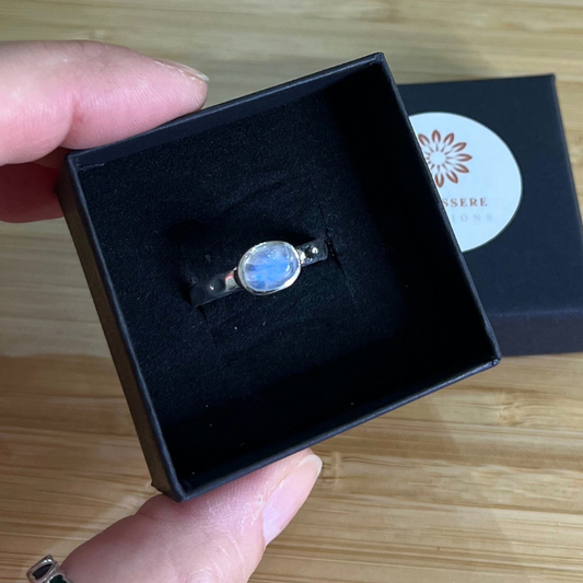 Anello Labradorite bianca