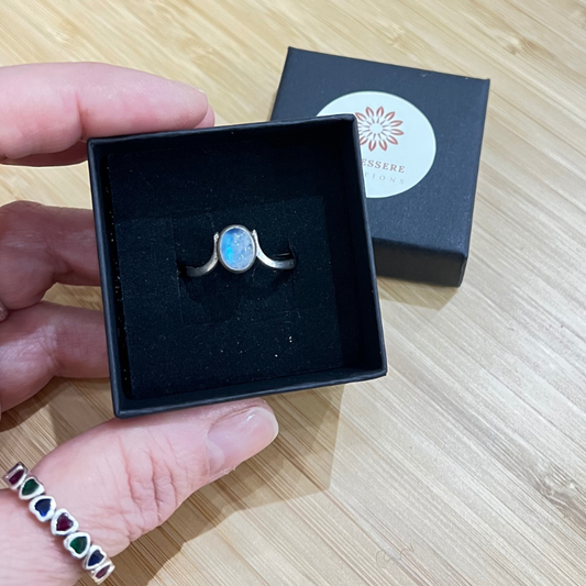 Anello Labradorite bianca - Argento 925