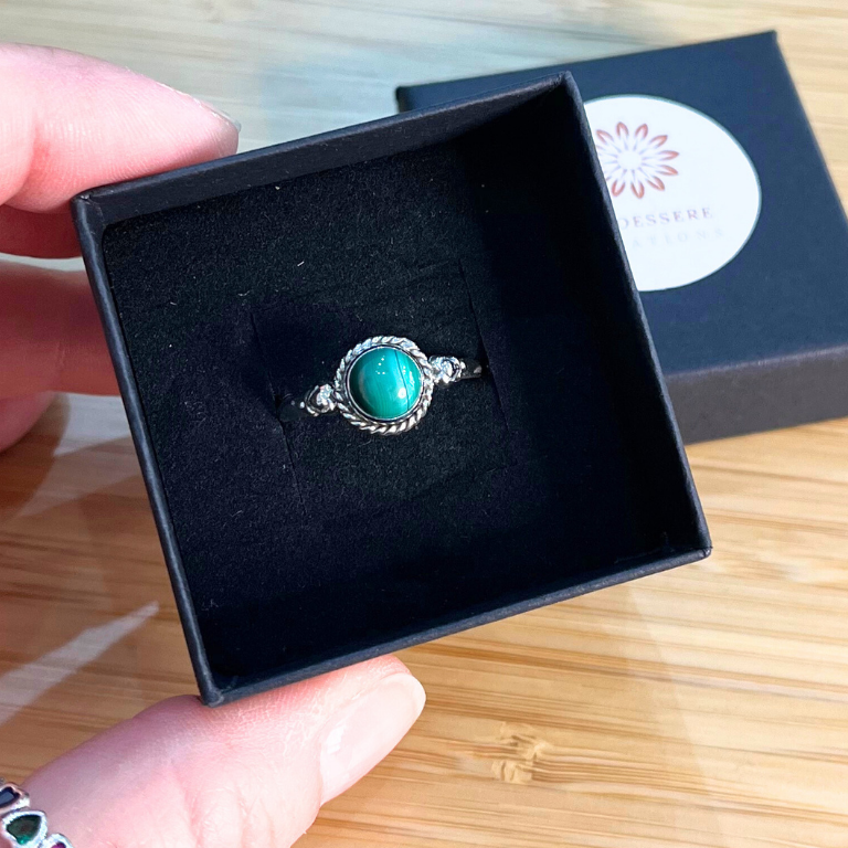 Anello in Malachite e Argento 925