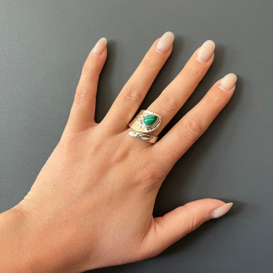 Anello Regolabile in Malachite
