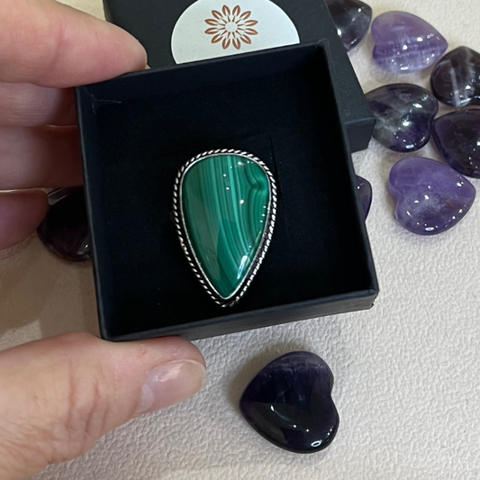Forziere Malachite e Piattino Selenite – Trasformazione del Cuore e Protezione Emotiva
