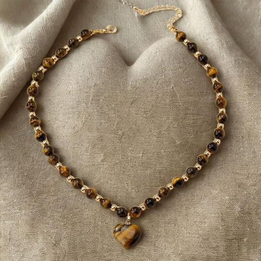 Collana in Occhio di Tigre con ciondolo cuore