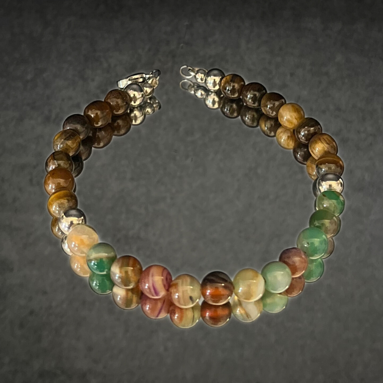 Bracciale in Agata Indiana e Occhio di Tigre