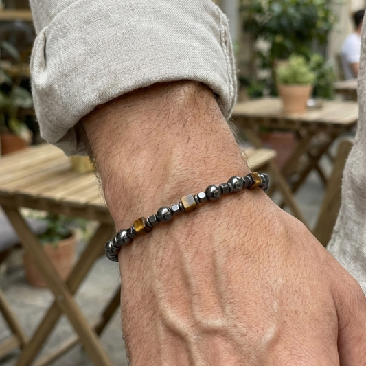 Bracciale Uomo Occhio di Tigre ed Ematite